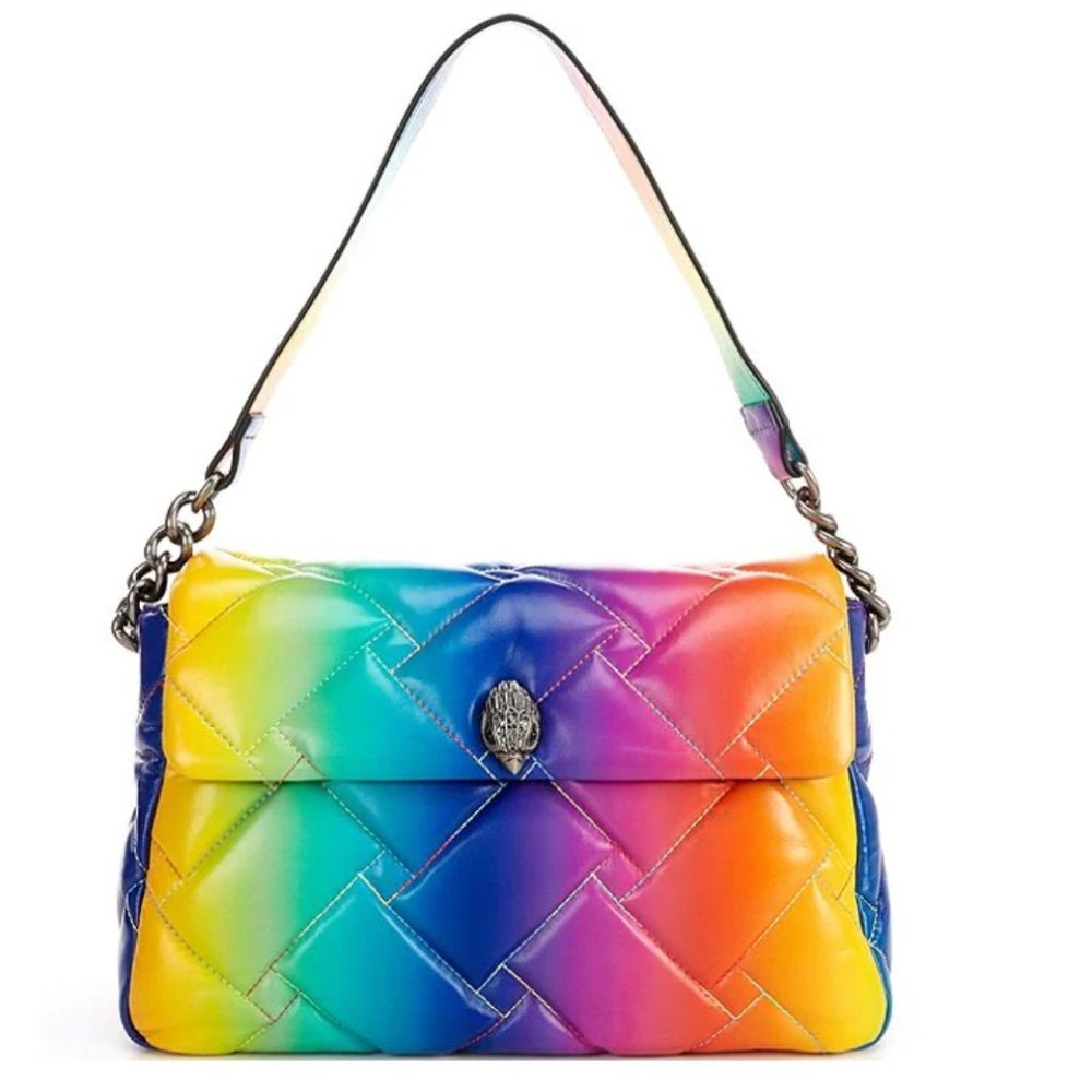 NWT Kurt Geiger Large Kensington Rainbow Ombre Quilted Pillow Bag Leather